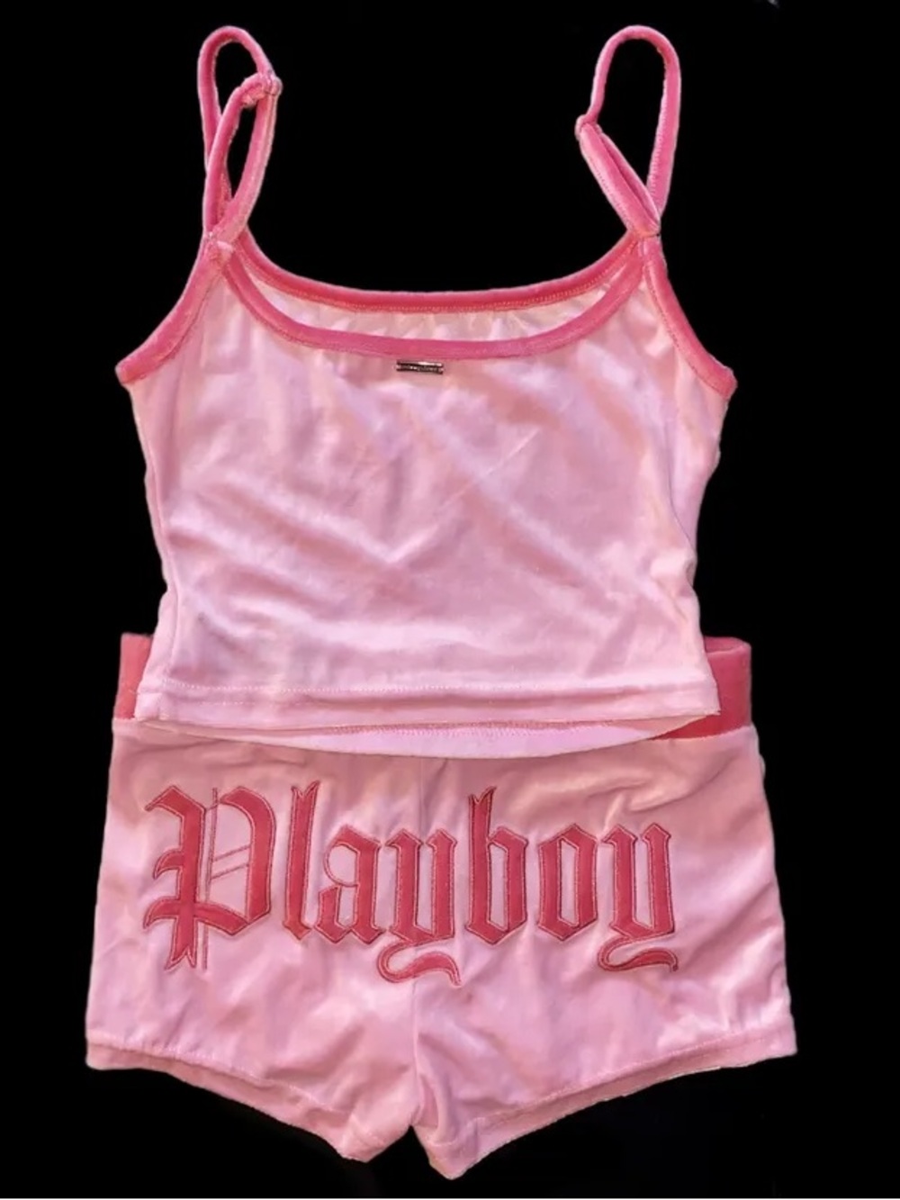 Playboy Pink Velour Shorts Pyjama Lounge Set
